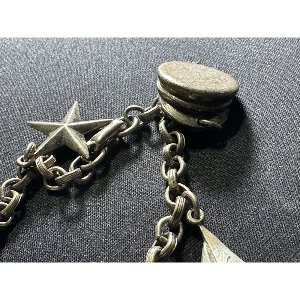 Vintage Coro Nautical Charm Bracelet Silver Tone Compass Anchor Sailboat 6.5in